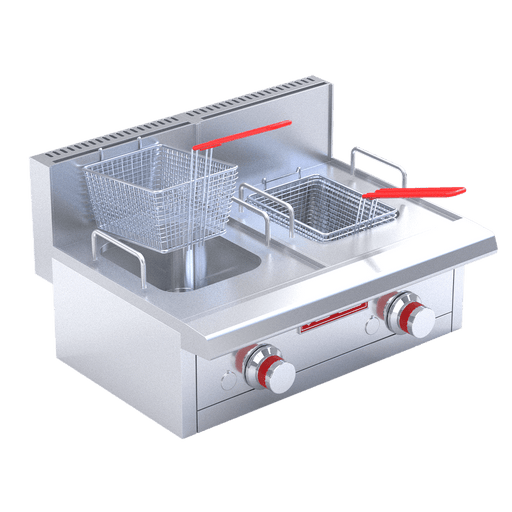 CORIAT FC-10-D DE MESA PETIT Freidora de mesa, a gas, doble tina con capacidad de 3 litros de aceite cada una y 2 canastillas.