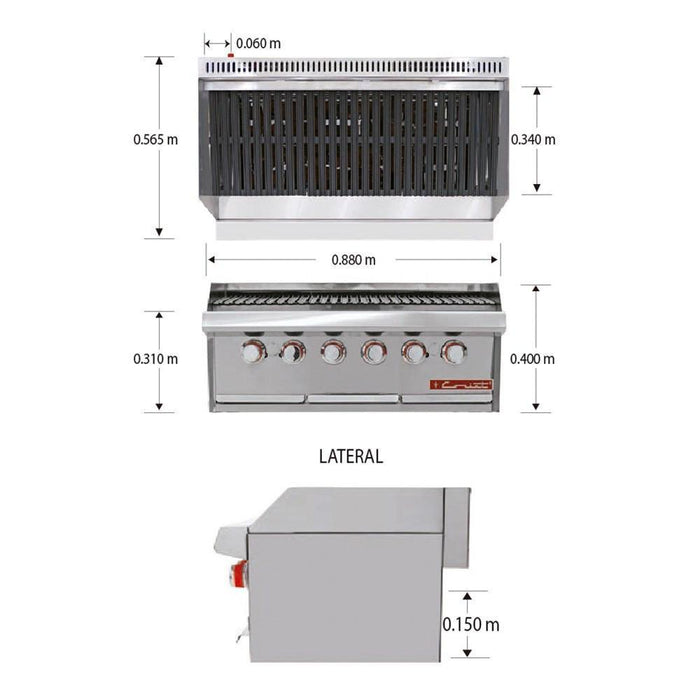 CORIAT ACH-3 DE MESA PETIT Asador a gas, con 3 parrillas reversibles.