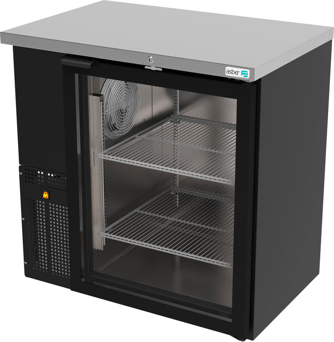 ASBER ABBC-24-36-G-HC Refrigerador Contrabarra Vinil Negro 1 Puerta de Cristal ENVÍO POR COBRAR Refrigeracion ASBER 