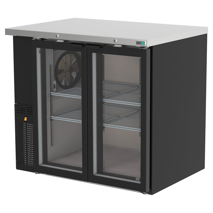 ASBER ABBC-24-48-G-HC Refrigerador Contrabarra Vinil Negro 2 Puerta de Cristal ENVÍO POR COBRAR Refrigeracion ASBER 