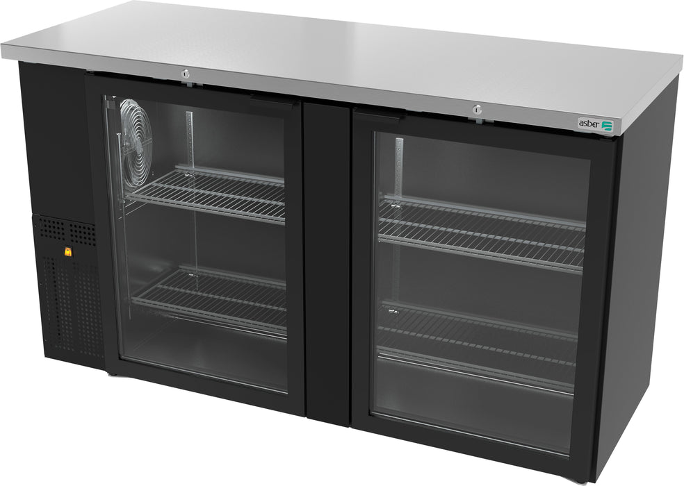 ASBER ABBC-24-60-G-HC Refrigerador Contra Barra Vinil Negro 2 Puerta de Cristal ENVIO POR COBRAR Refrigeracion ASBER 