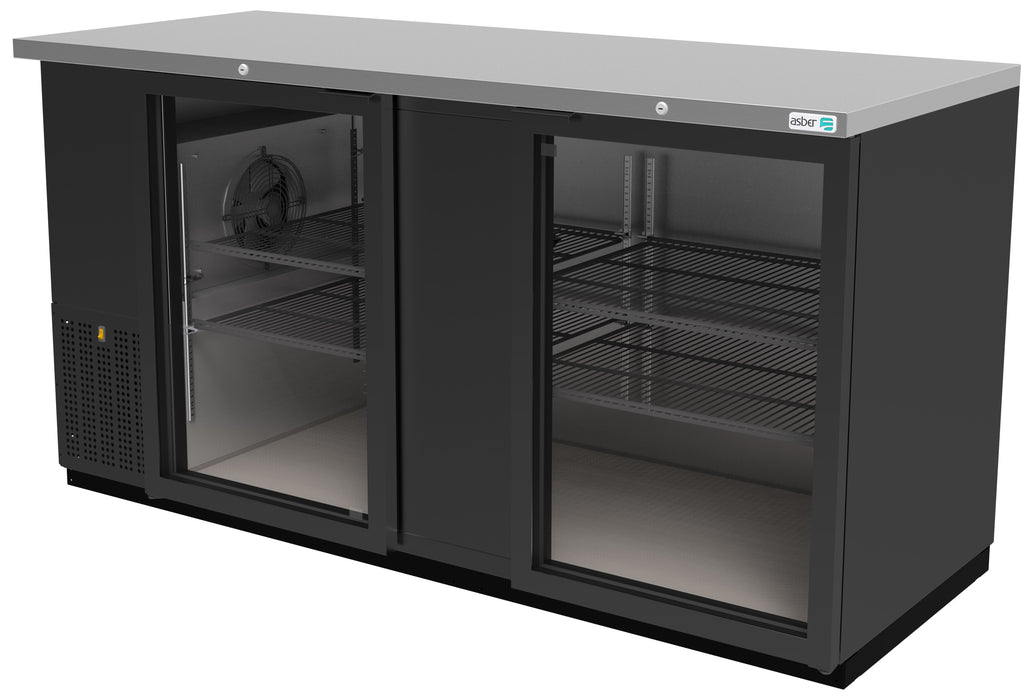 ASBER ABBC-68G-HC Refrigerador Contrabarra Vinil Negro 2 Puertas de Cristal 26.3 Pies3 Envio Cobrar Refrigeracion ASBER 