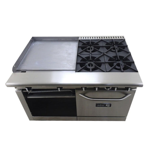 ASBER AMR-48 Estufa 4 fuegos Abiertos + Plancha 24" + Horno + Gratinador Acero Envio Cobrar Estufas / Mixtos / Con y sin Horno ASBER 