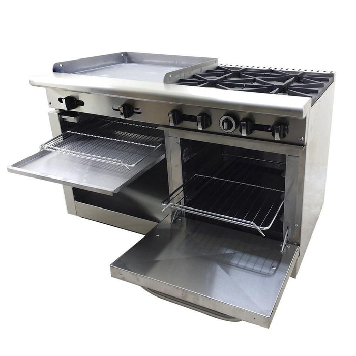 ASBER AMR-48 Estufa 4 fuegos Abiertos + Plancha 24" + Horno + Gratinador Acero Envio Cobrar Estufas / Mixtos / Con y sin Horno ASBER 