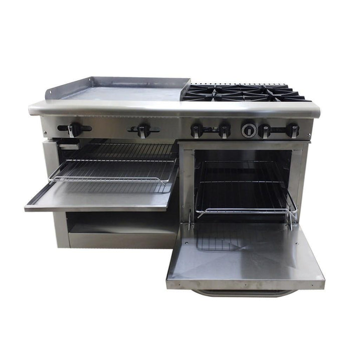 ASBER AMR-48 Estufa 4 fuegos Abiertos + Plancha 24" + Horno + Gratinador Acero Envio Cobrar Estufas / Mixtos / Con y sin Horno ASBER 