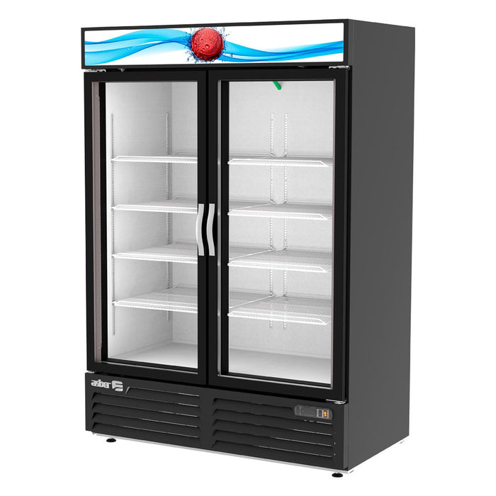 Asber ARMD-49 HC Refrigerador 2 Puertas de Cristal 49 Pies Vinil Negro Envío Cobrar