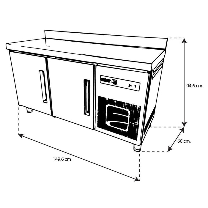 ASBER ASTR-60 Mesa Refrigerada 2 puertas Solidas 9 Pies3 Acero Inoxidable Envío Cobrar Mesas Refrigeradas ASBER 