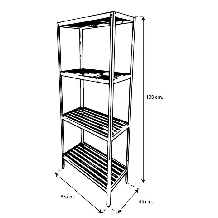 INMEZA ANM4 Anaquel Inoxidable 4 Charolas Marimba 85 x 45 x 180 Acero Inoxidable Anaquel INMEZA 