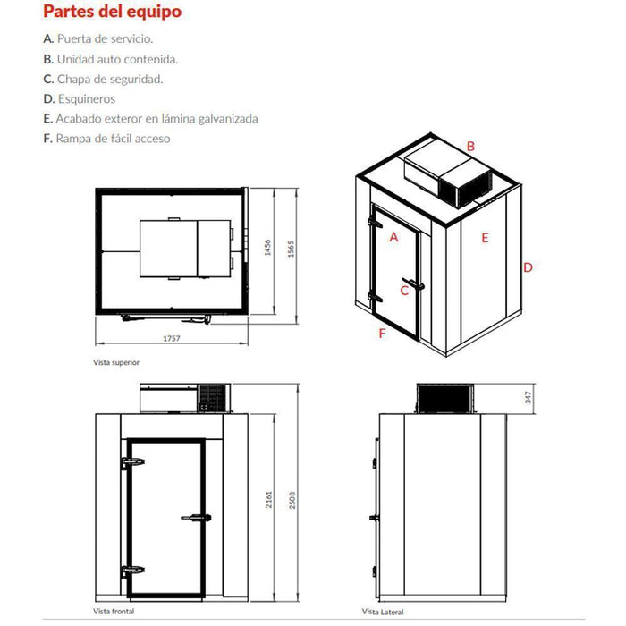 Torrey CPAQCONG Cuarto frío medida estándar capacidad de enfriamiento de -15º a -18 °C Envío por cobrar Refrigeracion TORREY 