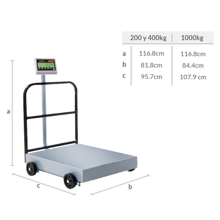 TORREY Eqm-400 Bascula Digital con Plataforma Móvil Uso Rudo Capacidad 400 Kg Pesa kilos y libras 0EQM400 Envío por cobrar Basculas TORREY 