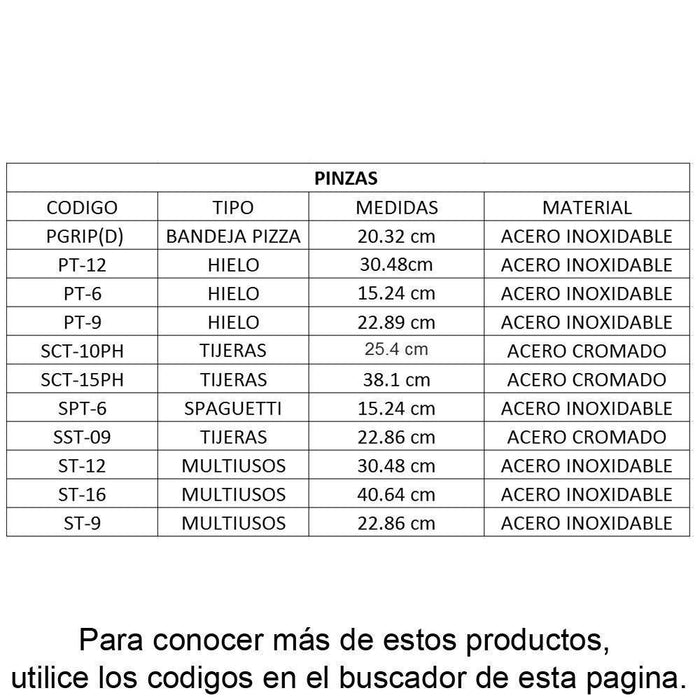 UPDATE SPT-6 Pinzas Tenazas Inoxidables para Pasta Espagueti 6” (15.24 cm) Utensilios UPDATE 