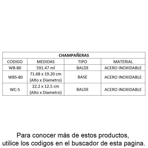 WINCO WC-5 Balde Cubeta Enfriador hielera para Vino y botellas 22.2 x 12.5 cm Utensilios Winco 