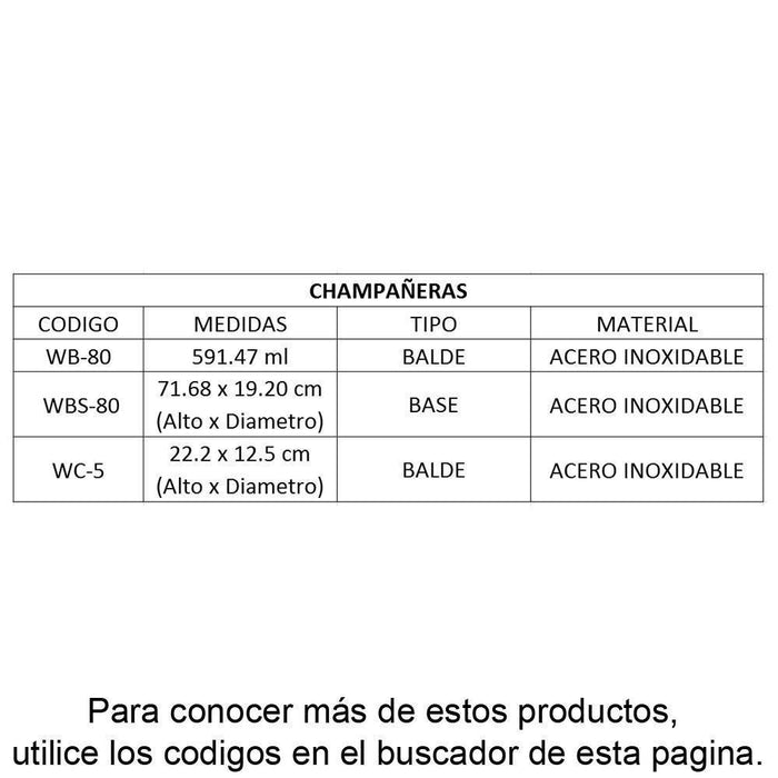 WINCO WC-5 Balde Cubeta Enfriador hielera para Vino y botellas 22.2 x 12.5 cm Utensilios Winco 